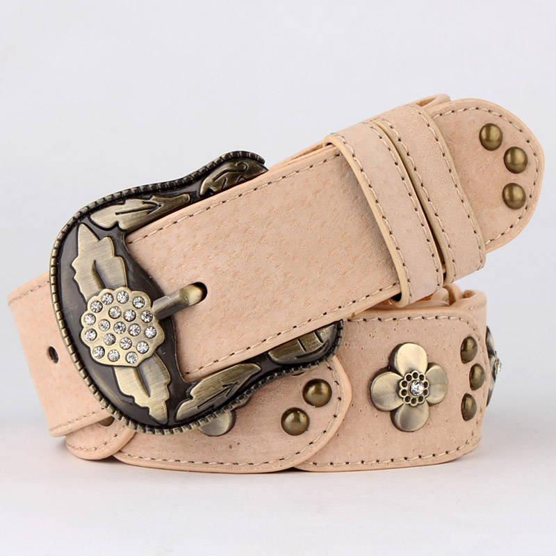 Fashion rhinestone vintage belt female winter all-match belt genuine leather inlaying strap women's