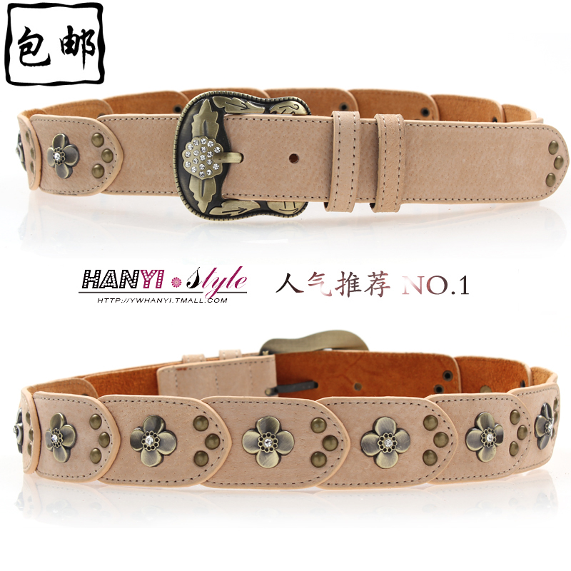 Fashion rhinestone vintage buckle women's strap belt female all-match genuine leather decoration belt