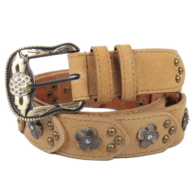 Fashion rhinestone vintage women's strap buckle belt female genuine leather all-match decoration