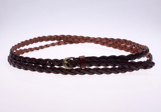 Fashion ring regeneration cowhide ultra long women's knitted belt genuine leather strap