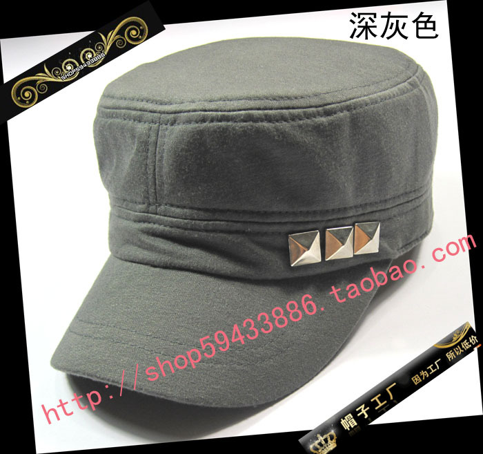 Fashion rivet women's cap millinery winter flat military hat autumn and winter outside sport