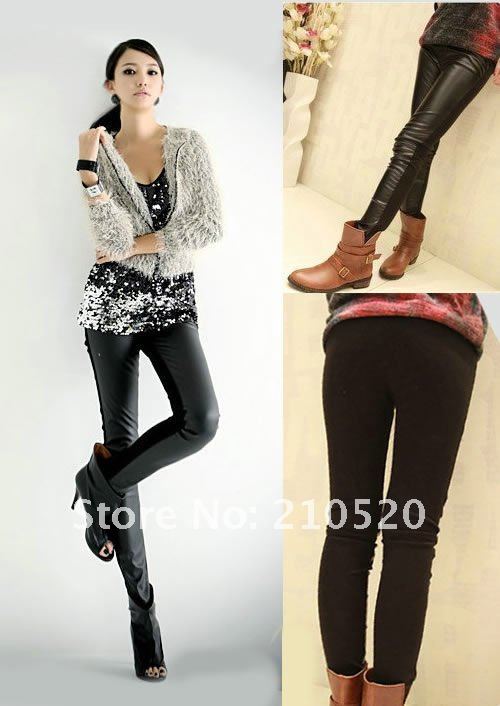 Fashion Sexy Black Wet Look Faux Leather Leggings Treggings Pants Shiny Tights