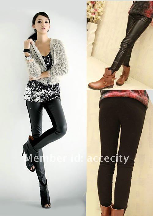 Fashion Sexy Black Wet Look Faux Leather Leggings Treggings Pants Shiny Tights