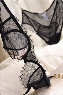 Fashion sexy cutout ultra-thin black embroidery gauze transparent bra