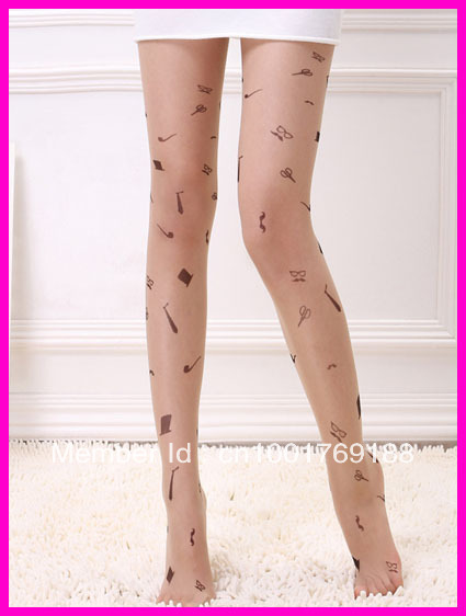 fashion sexy EU/American silk stockings ultrathin tattoo design pantyhose tights free shipping