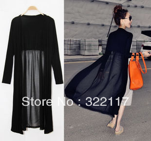 Fashion sexy Europe with America style  extra long thin cloak cardigan ,sunscreen long-sleeve trench