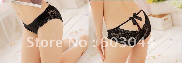 FASHION SEXY LACE WOMAN UNDERWEAR+LADY CUTE BRIEF WITH SATIN BOW TIE+LADY  LINGARIE PANTIES+FREE SHIPPING(12PCS/LOT) NTWU-006