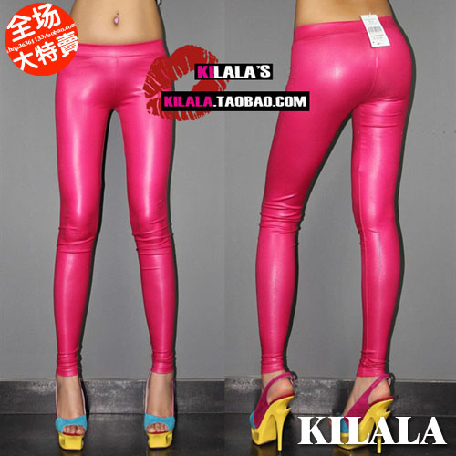 Fashion sexy tight-fitting colorful neon color dull japanned leather slim dolphin broad-brimmed legging