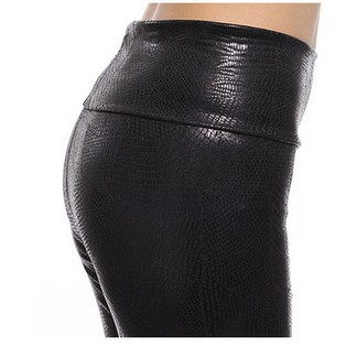 Fashion Sexy Tight High Waisted Faux Leather Leggings Stretch Snake Pants L size  Free shipping With Tracking Number