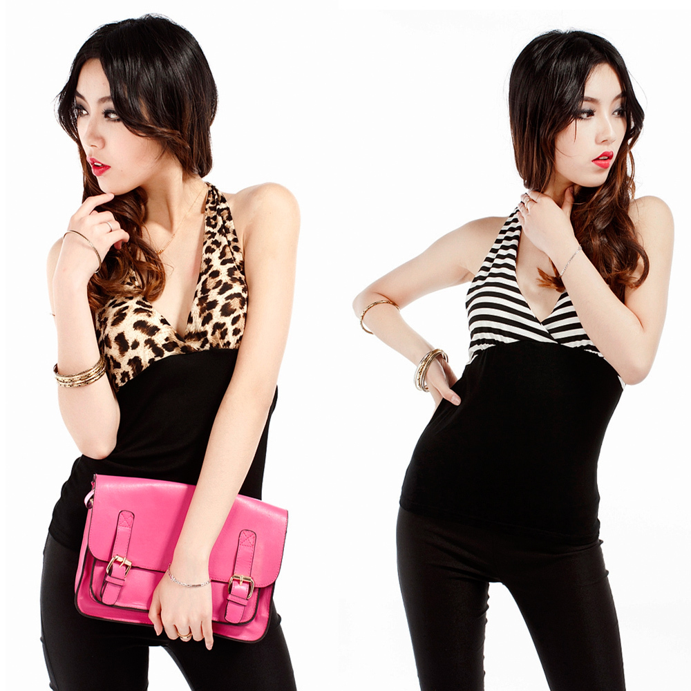 Fashion sexy women sexy cutout V-neck racerback top