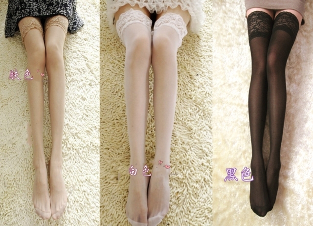 Fashion silica gel knee-high socks over-the-knee socks Core-spun Yarn socks ultra-thin