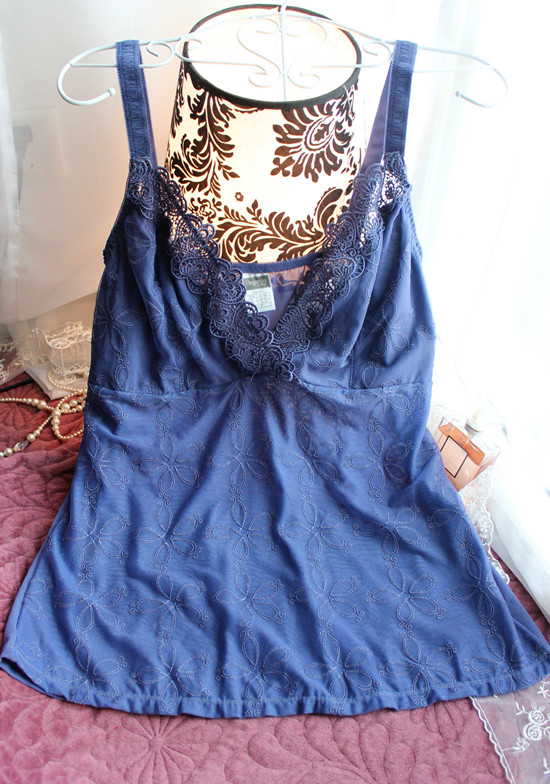 Fashion sleepwear big mm half-length clothing plus size plus size blue gauze cutout crochet