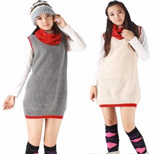 Fashion sleeveless vest sweater muffler scarf