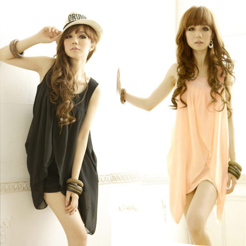 Fashion slim women's Pink tank dress one-piece dress
