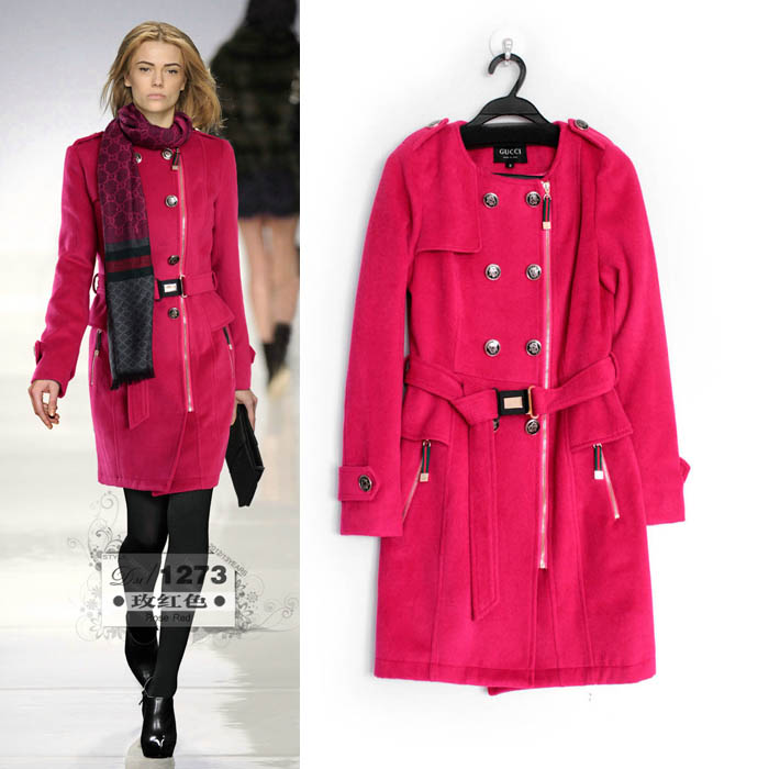 Fashion slim woolen outerwear cashmere overcoat ruslana korshunova double breasted trench female