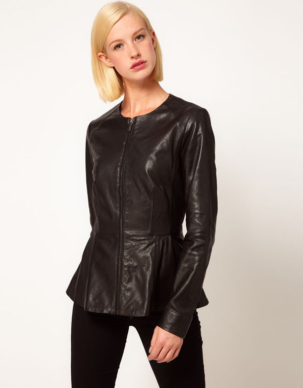 fashion Slim zipper style faux leather clothing pleated sweep victoria RETRO jacket for women
