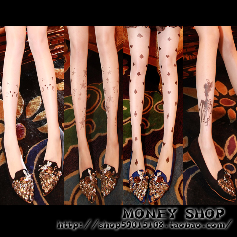 Fashion small sexy pattern skin Core-spun Yarn pantyhose stockings