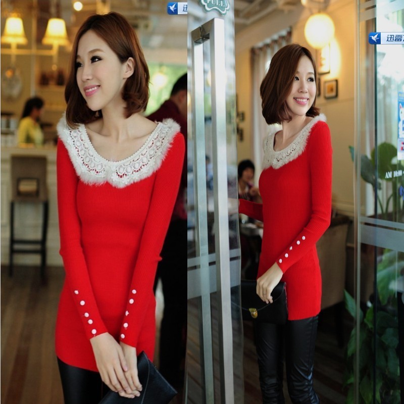 Fashion spring 2013 peter pan collar slim sweater female long-sleeve shirt basic knitted sweater outerwear