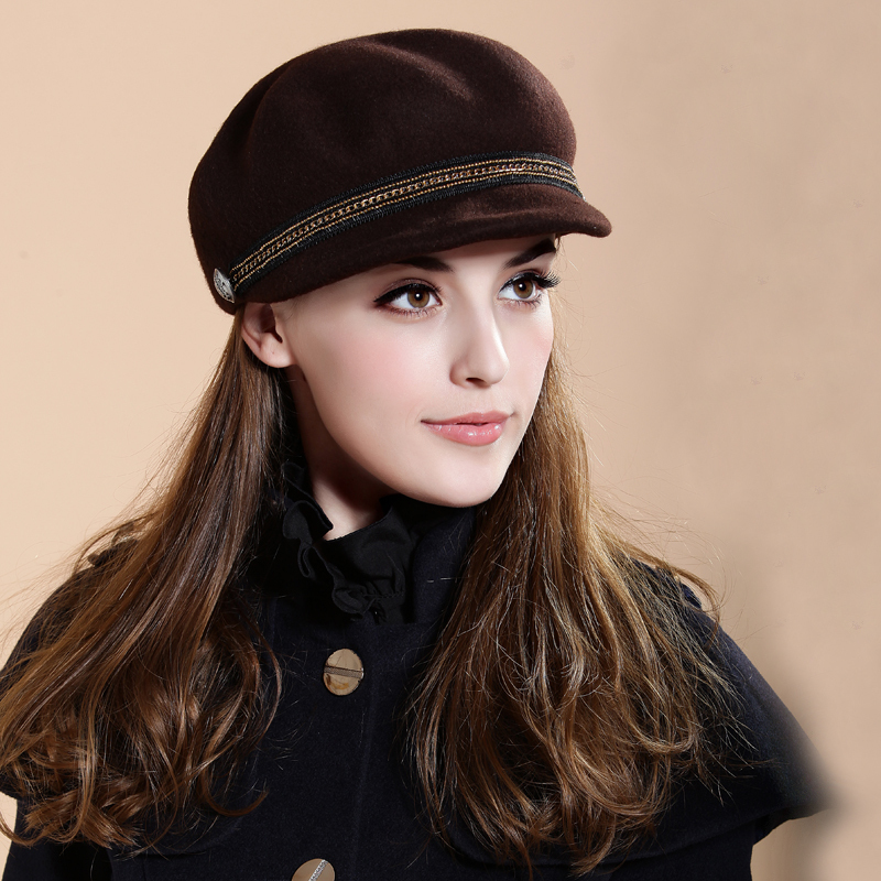 Fashion spring and autumn winter woolen hat female hat female octagonal cap navy cap beret