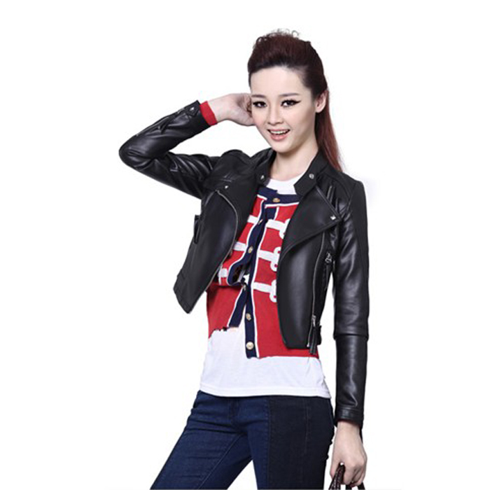 Fashion spring and autumn women's fashion design women short slim leather clothing PU trend leather coat leather coat female