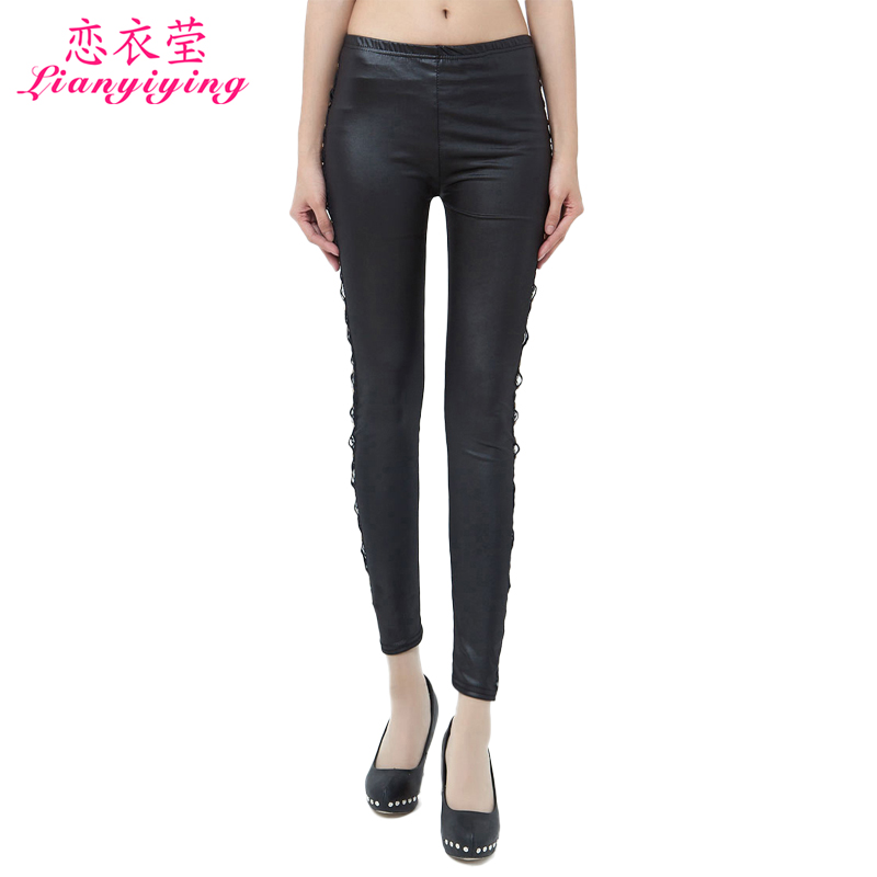 fashion spring new arrival women's faux leather trousers spring basic pants casual fashion japanned leather trousers