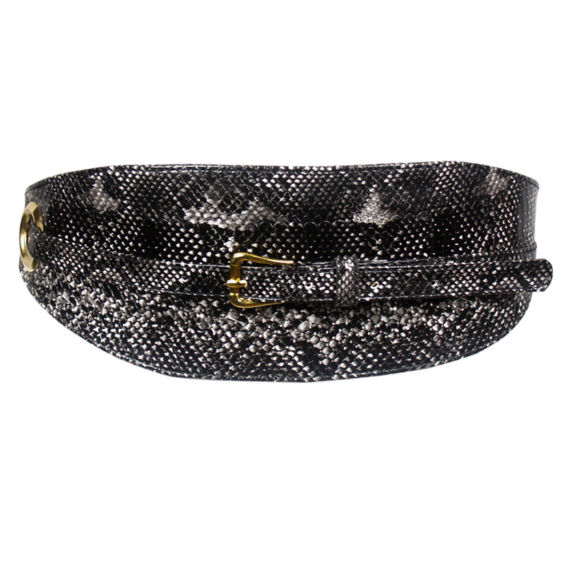 Fashion spring serpentine pattern japanned leather lacing wide belt fashion women's one-piece dress cummerbund gold