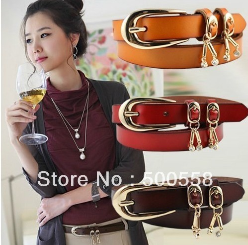 Fashion spring summer genuine leather women's belt ladies' all-match narrower cowskin belt