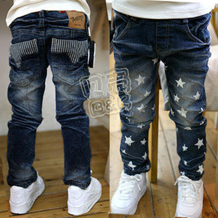 fashion star pattern children's jeans for the girls pants for boys long trousers kids clothes clothing retail garment