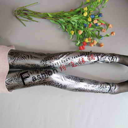 Fashion star tiger faux leather legging ankle length trousers pants
