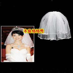 Fashion stereo style bride wedding white veil short white design hair accessories female 014
