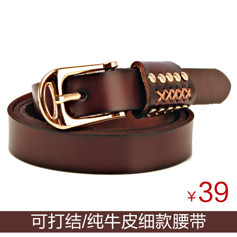 Fashion strap Women vintage all-match women's cowhide ladies genuine leather belt rivet plus size