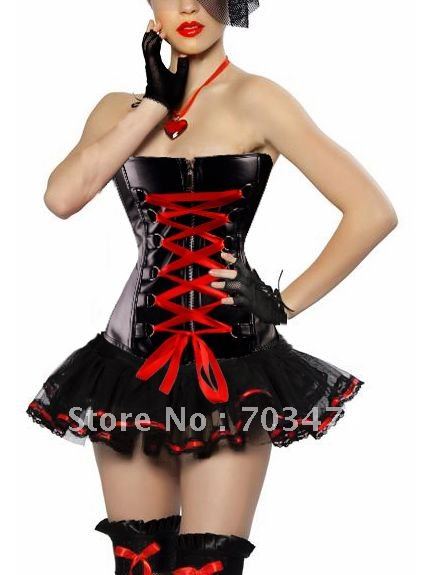 Fashion strapless sexy overbust corset with mini dress hot sale fast delivery free shipping wholesale and retailer
