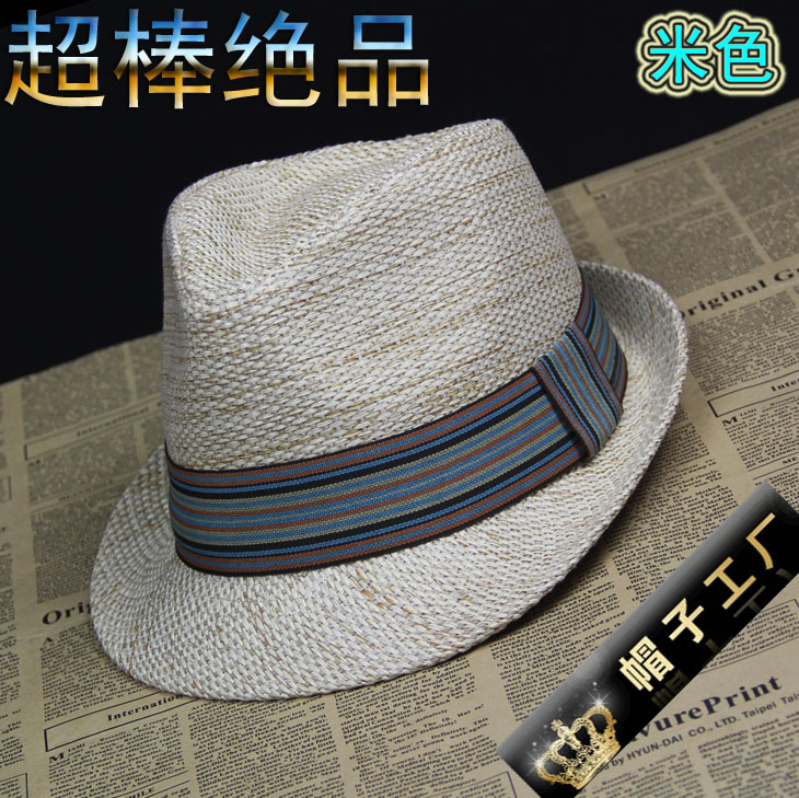 Fashion straw braid jazz hat male women's summer outdoor sunbonnet strawhat beach cap fedoras