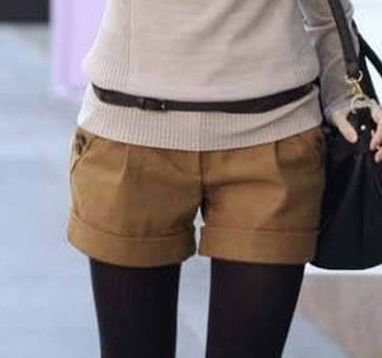 Fashion Style female plus size roll-up hem shorts winter woolen pants Ladies' Trousers Boots Pants
