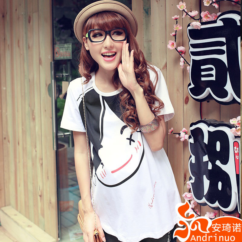 Fashion summer maternity clothing cartoon smiley girl short-sleeve T-shirt
