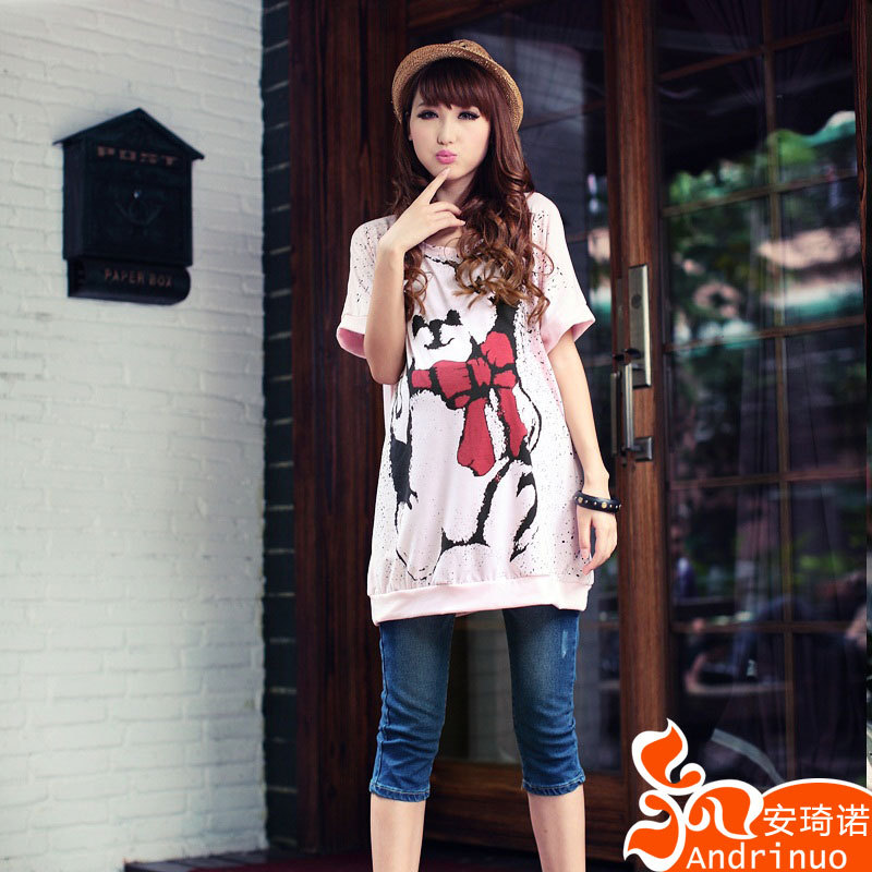 Fashion summer maternity clothing fashion cartoon bear short-sleeve T-shirt top