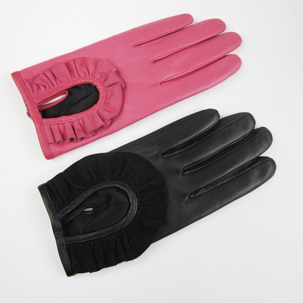 fashion sweet genuine leather sheepskin gloves spring and autumn thin genuine leather gloves female