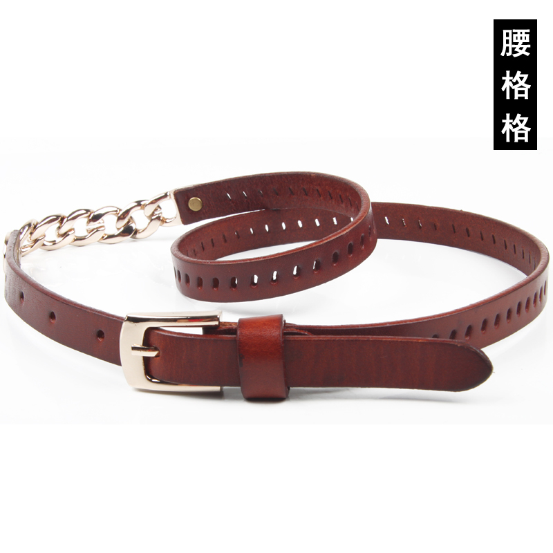 Fashion sweet genuine leather thin belt female all-match women's cowhide strap Women belly chain