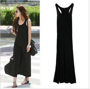 Fashion sweet summer ultra long spaghetti strap one-piece dress tank modal full dress 800