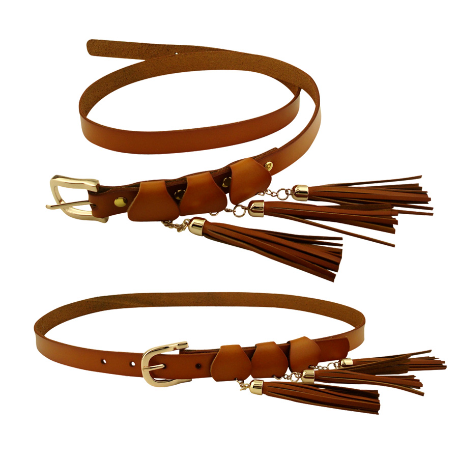 Fashion tassel genuine leather women's strap women's autumn and winter belt