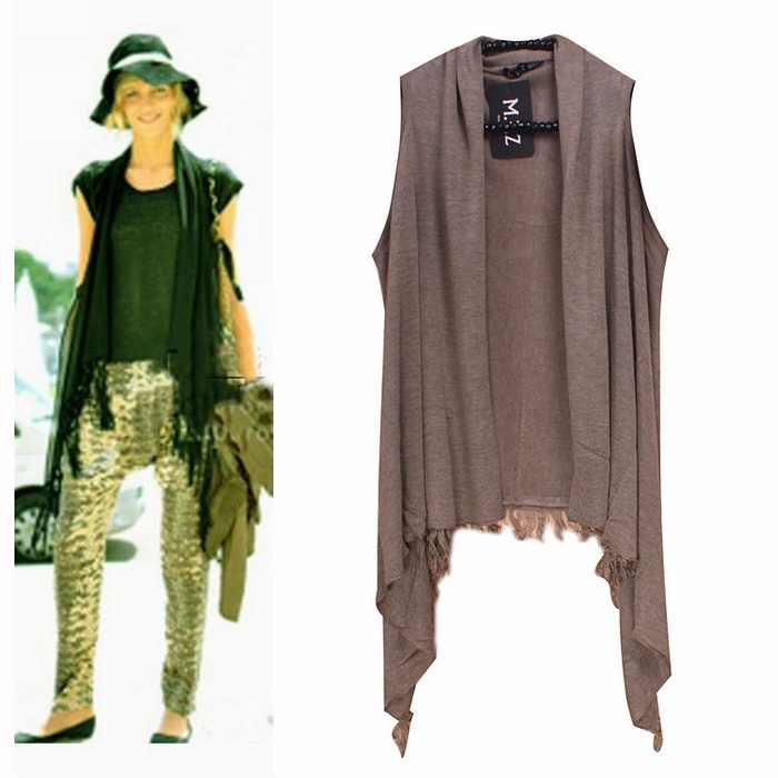 Fashion tassel medium-long normic cape cardigan vest