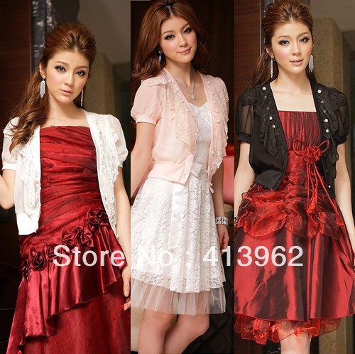 Fashion Temperament Wild Beaded Lace Chiffon Jacket Women Tops Y6527