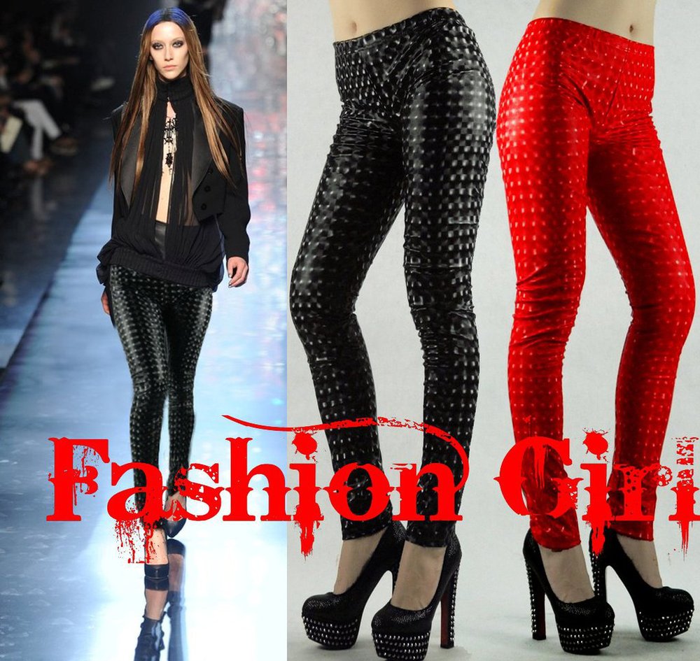 Fashion the personalized new winter big dimensional color elastic PU patent leather leggings pantyhose tight-fitting pants feet