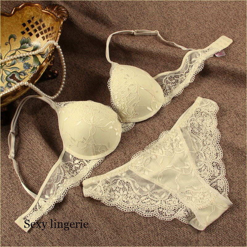 Fashion thin thick push up bra set lace push up underwear sexy women's bra