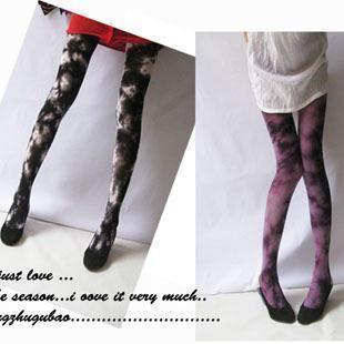 Fashion tie-dyeing doodle splash-ink thickening legging pantyhose thin butt-lifting stockings 65g