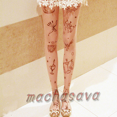 Fashion Top Quality Constellation Transparent Tattoo Tights Leggings Pantyhose Stockings