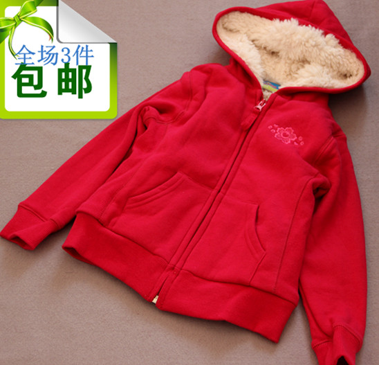 Fashion topo lino winter thickening female child outerwear pink hoodie lamb fleece outerwear