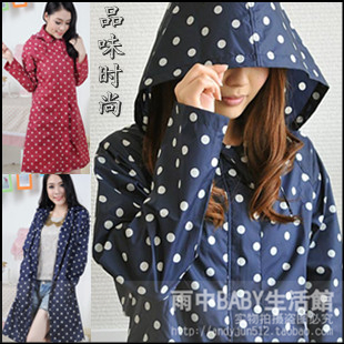 Fashion transparent outdoor polka dot women's paragraph trench adult eva raincoat