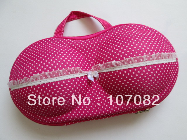 Fashion travel bra case in rose white dots,bra bag organizer,underwear case,bra bag Valentine's Day