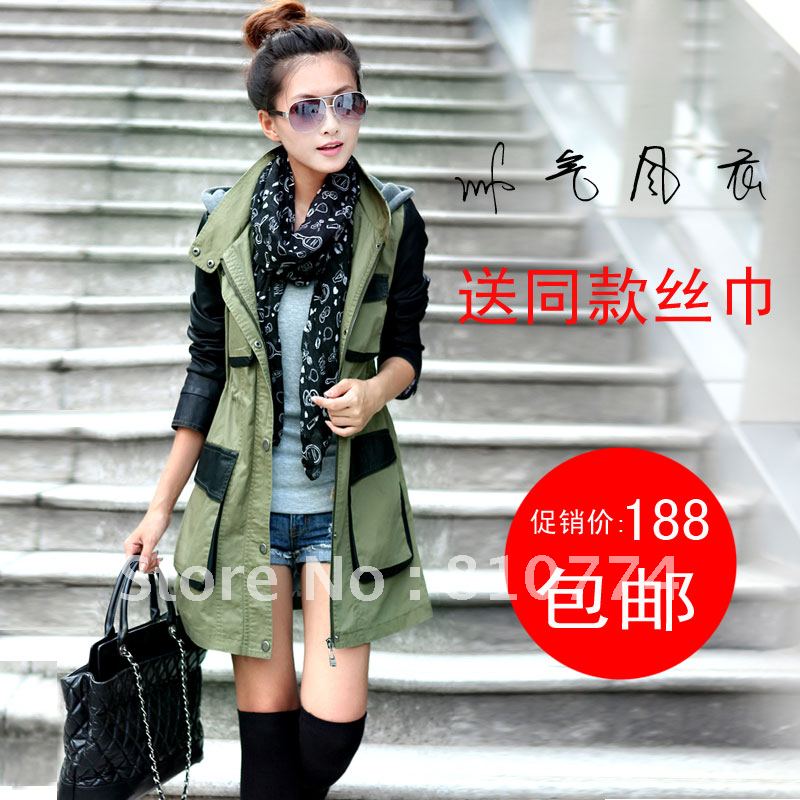 Fashion trench female outerwear spring and autumn trench 2012 autumn outerwear women's medium-long trench
